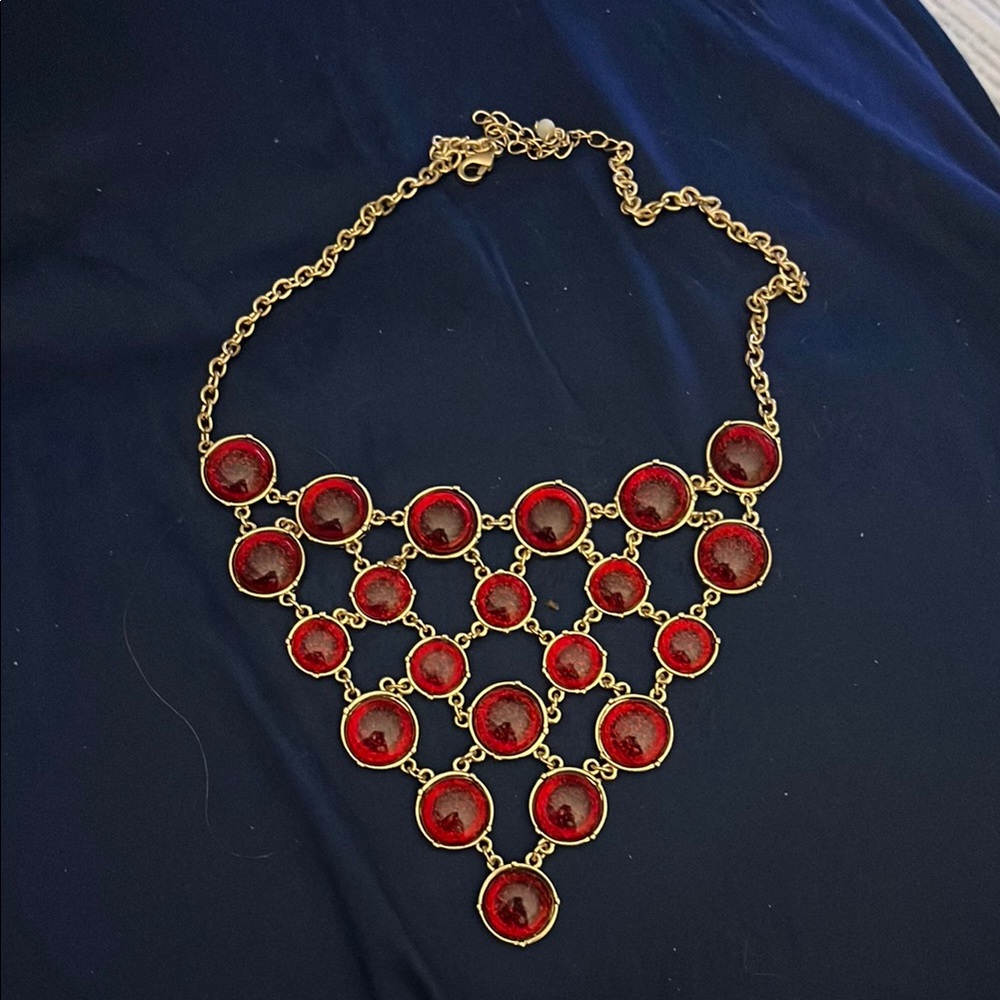 Elegant Gold and Red Gem Necklace